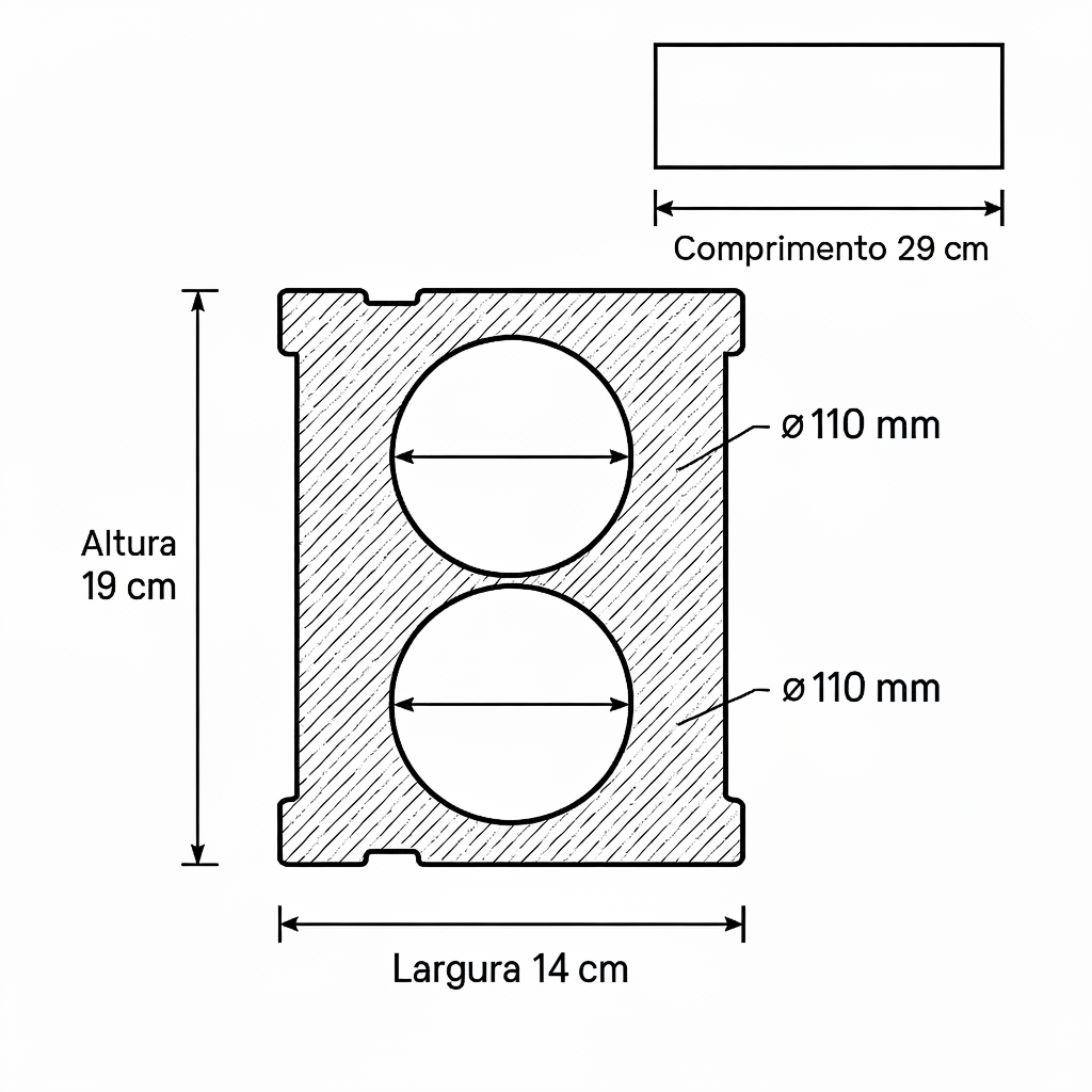 Corte transversal do EcoBloco
